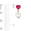 Thumbnail Image 3 of Lab-Created Ruby, Lab-Created Sapphire and Freshwater Cultured Pearl Earrings in Sterling Silver with 14K Gold Plate