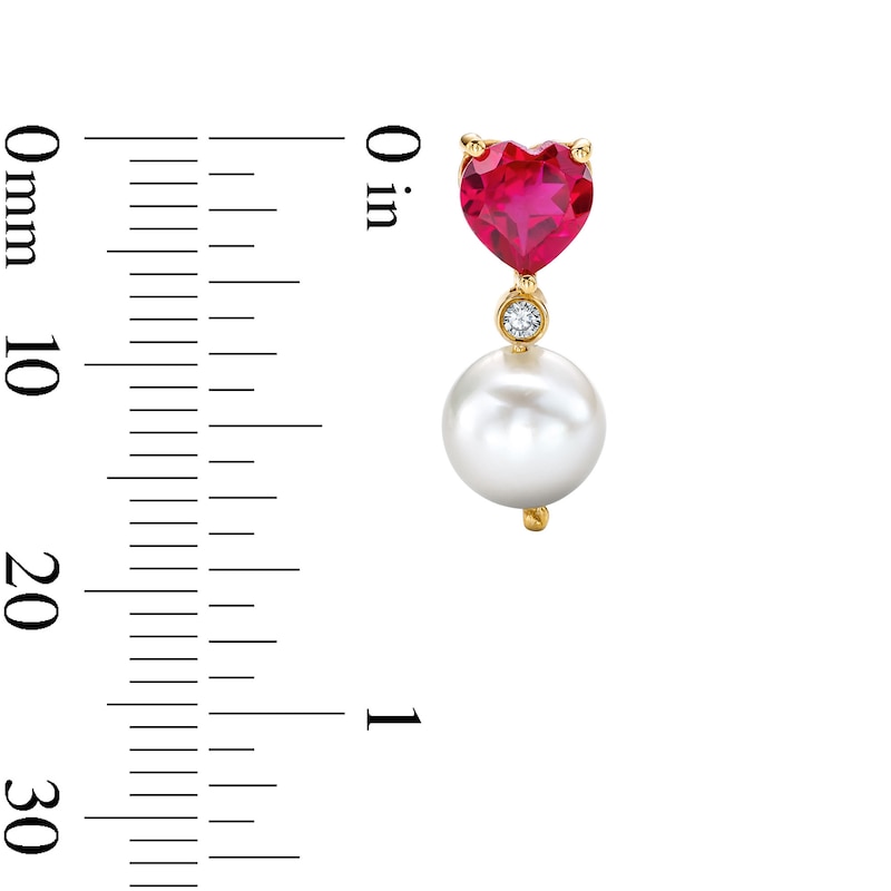 Lab-Created Ruby, Lab-Created Sapphire and Freshwater Cultured Pearl Earrings in Sterling Silver with 14K Gold Plate