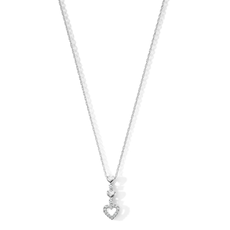 0.15 CT. T.W. Lab-Grown Diamond Heart Drop Pendant in Sterling Silver (F/SI2)