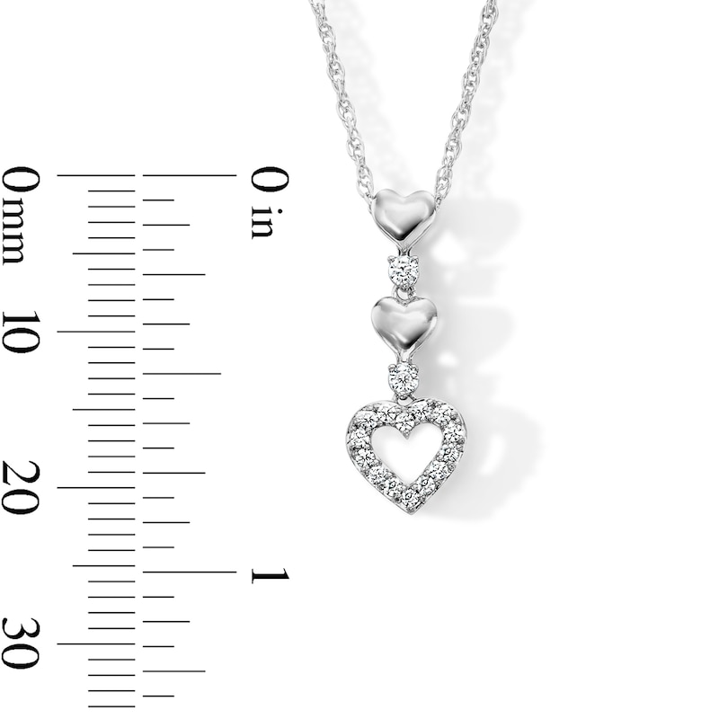 0.15 CT. T.W. Lab-Grown Diamond Heart Drop Pendant in Sterling Silver (F/SI2)