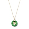 Thumbnail Image 1 of Jade and 0.05 CT. T.W. Diamond Circle Symbol Pendant in 18K Gold