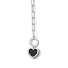 Thumbnail Image 3 of Heart-Shaped Black Onyx and White Lab-Created Sapphire Paper Clip Charm Toggle Bracelet in Sterling Silver - 7.5"
