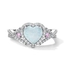 Thumbnail Image 1 of Heart-Shaped Lab-Created Opal, Pink and White Lab-Created Sapphire Frame Ring in Sterling Silver