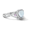 Thumbnail Image 4 of Heart-Shaped Lab-Created Opal, Pink and White Lab-Created Sapphire Frame Ring in Sterling Silver