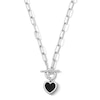 Thumbnail Image 1 of Heart-Shaped Black Onyx and White Lab-Created Sapphire Paper Clip Charm Toggle Necklace in Sterling Silver