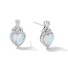 Thumbnail Image 1 of Heart-Shaped Lab-Created Opal, Pink and White Lab-Created Sapphire Frame Earrings in Sterling Silver