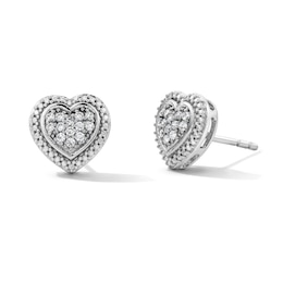 0.15 CT. T.W. Lab-Grown Multi-Diamond Heart Stud Earrings in Sterling Silver (F/SI2)