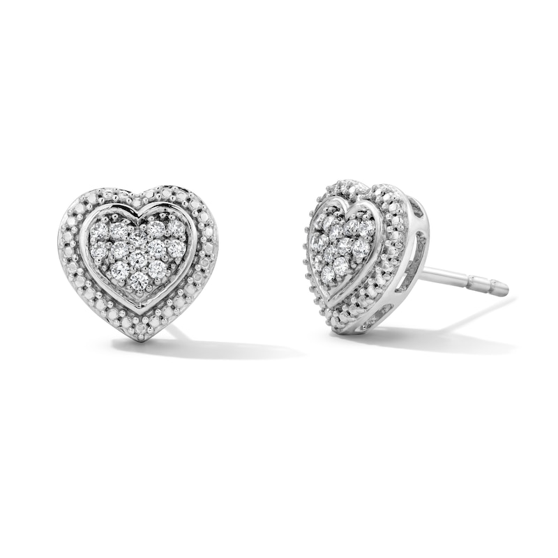 0.15 CT. T.W. Lab-Grown Multi-Diamond Heart Stud Earrings in Sterling Silver (F/SI2)