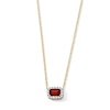 Thumbnail Image 1 of Emerald-Cut Garnet and 0.10 CT. T.W. Lab-Grown Diamond Necklace in 10K Gold (F/SI2)