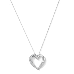 0.50 CT. T.W. Lab-Grown Diamond Crossover Heart Pendant in Sterling Silver (F/SI2)