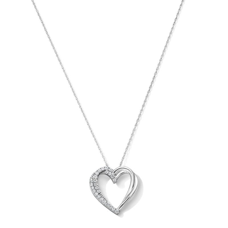 0.50 CT. T.W. Lab-Grown Diamond Crossover Heart Pendant in Sterling Silver (F/SI2)