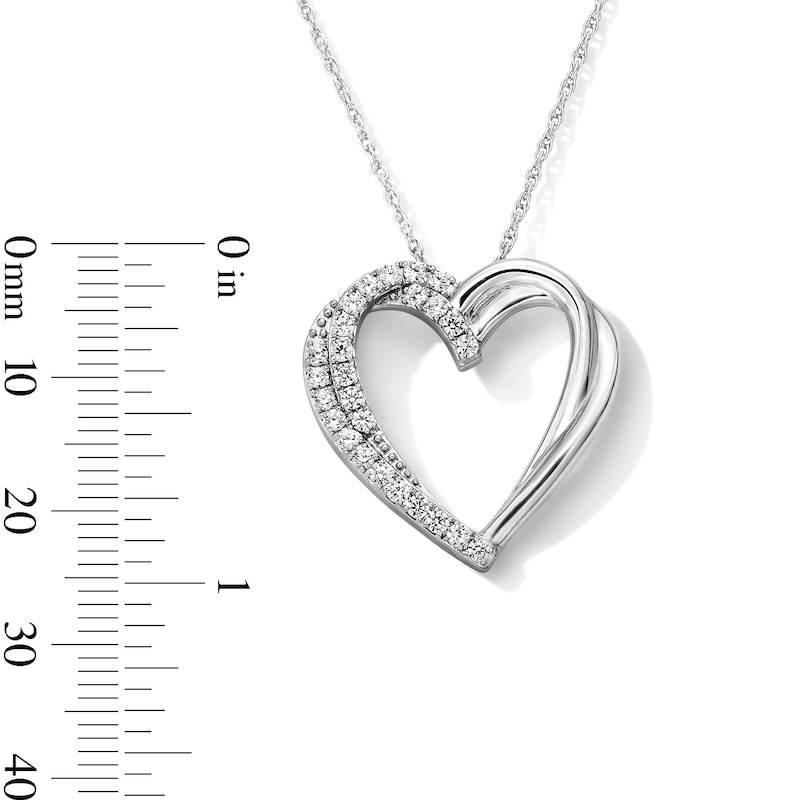 0.50 CT. T.W. Lab-Grown Diamond Crossover Heart Pendant in Sterling Silver (F/SI2)