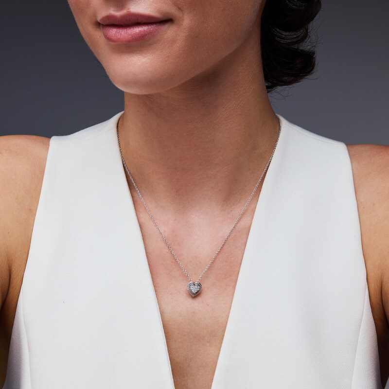 0.10 CT. T.W. Lab-Grown Diamond Heart Necklace in Sterling Silver (F/SI2)