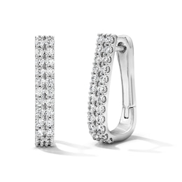 1.00 CT. T.W. Lab-Grown Diamond Double-Row Hoop Earrings in Sterling Silver (F/SI2)