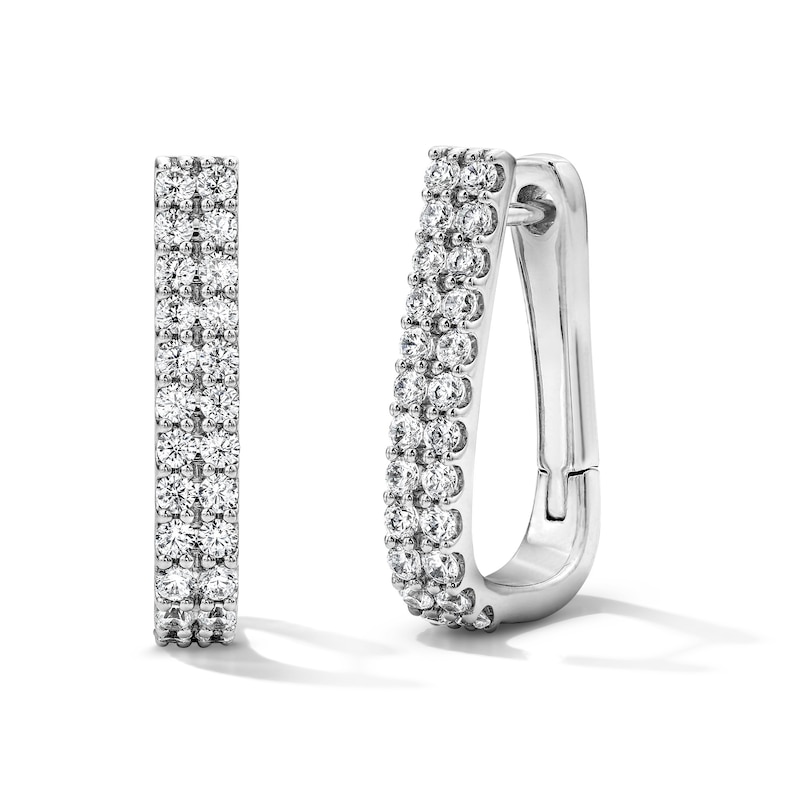 1.00 CT. T.W. Lab-Grown Diamond Double-Row Hoop Earrings in Sterling Silver (F/SI2)