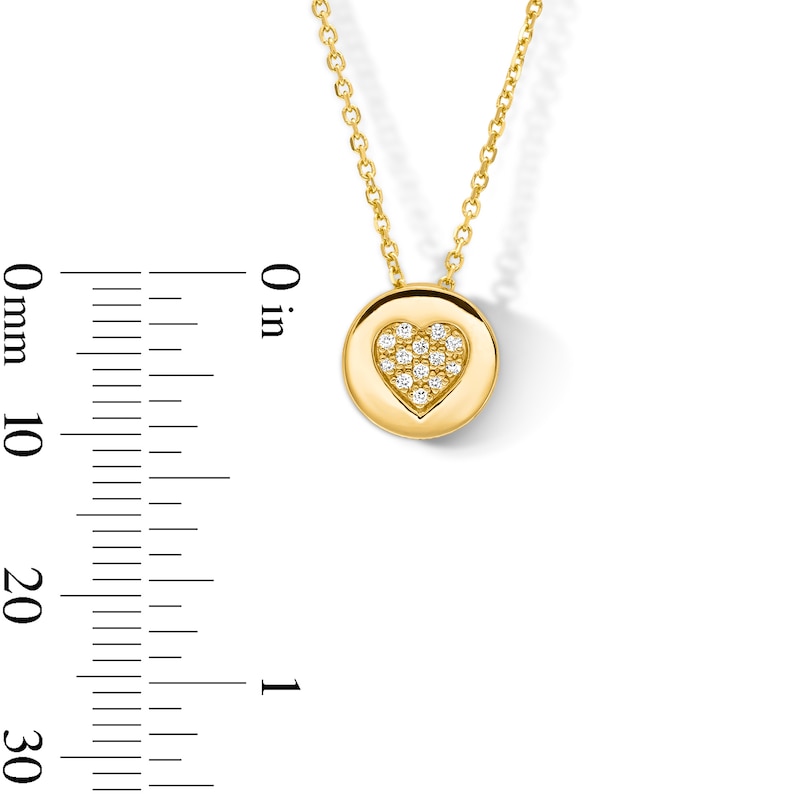 Main Image 2 of 0.04 CT. T.W. Multi-Diamond Heart Disc Pendant in 10K Gold