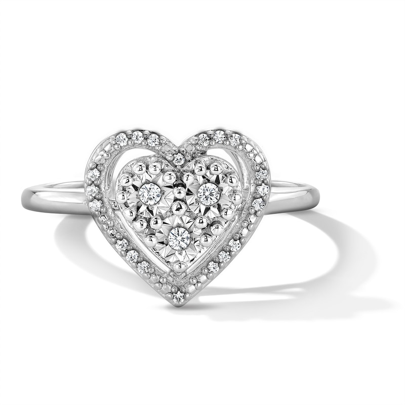 0.08 CT. T.W. Certified Lab-Grown Diamond Heart Ring Sterling Silver (F/SI2)