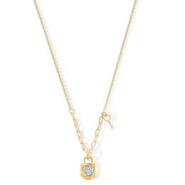 0.08 CT. T.W. Certified Lab-Grown Diamond Lock/Key Pendant in Sterling Silver with 14K Yellow Gold Plate (F/SI2)