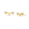 Thumbnail Image 1 of 0.08 CT. T.W. Diamond and Puffed Three-Heart Stud Earrings in 10K Gold