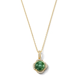 Jade Cabochon and 0.20 CT. T.W. Diamond Pendant in 14K Gold