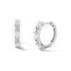 Thumbnail Image 1 of Oval Lab-Created Opal Cabochon Alternating Crossover Hoop Earrings in Sterling Silver