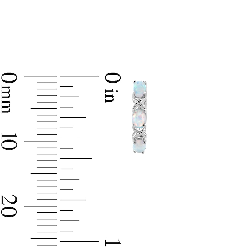 Main Image 2 of Oval Lab-Created Opal Cabochon Alternating Crossover Hoop Earrings in Sterling Silver