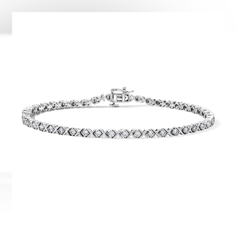 1.50 CT. T.W. Lab-Grown Diamond "XO" Tennis Bracelet in Sterling Silver (I/I1)