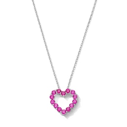 Lab-Created Ruby Heart Outline Pendant in Sterling Silver