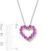 Thumbnail Image 4 of Lab-Created Ruby Heart Outline Pendant in Sterling Silver