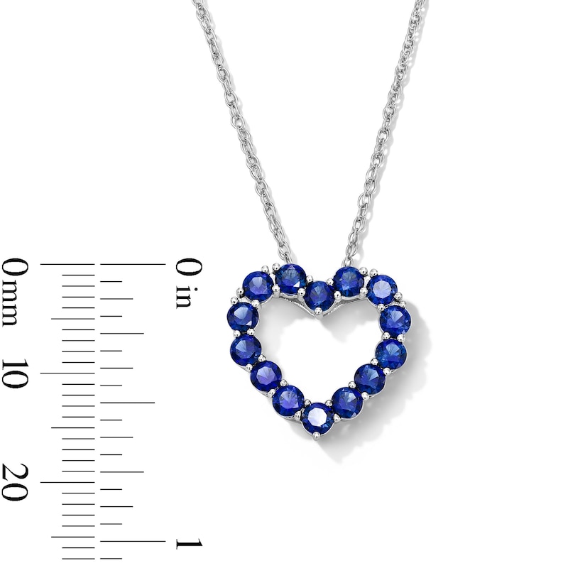 Main Image 4 of Blue Lab-Created Sapphire Heart Outline Pendant in Sterling Silver