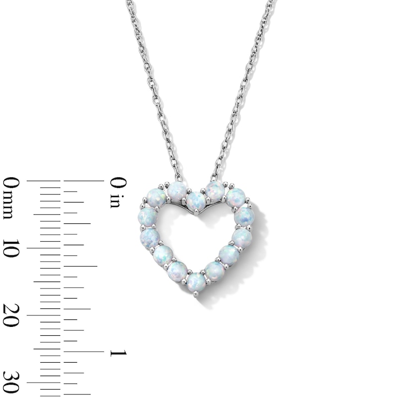 Main Image 4 of Lab-Created Opal Heart Outline Pendant in Sterling Silver