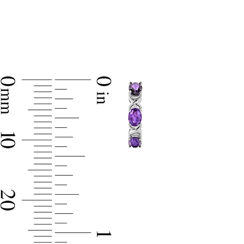 Main Image 2 of Oval Amethyst Alternating Crossover Hoop Earrings in Sterling Silver