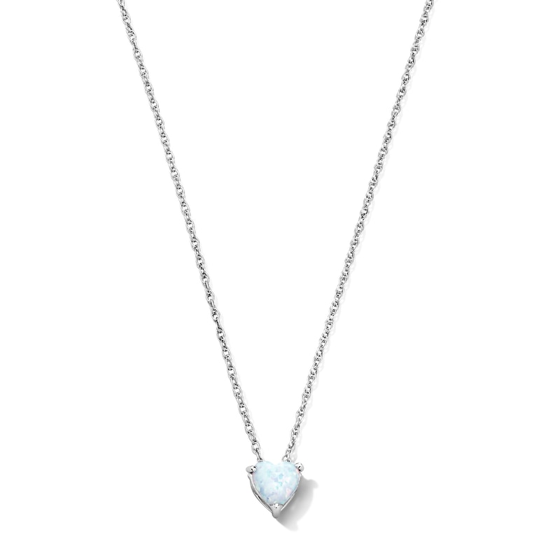 Main Image 1 of Heart-Shaped Lab-Created Opal Solitaire Pendant in Sterling Silver