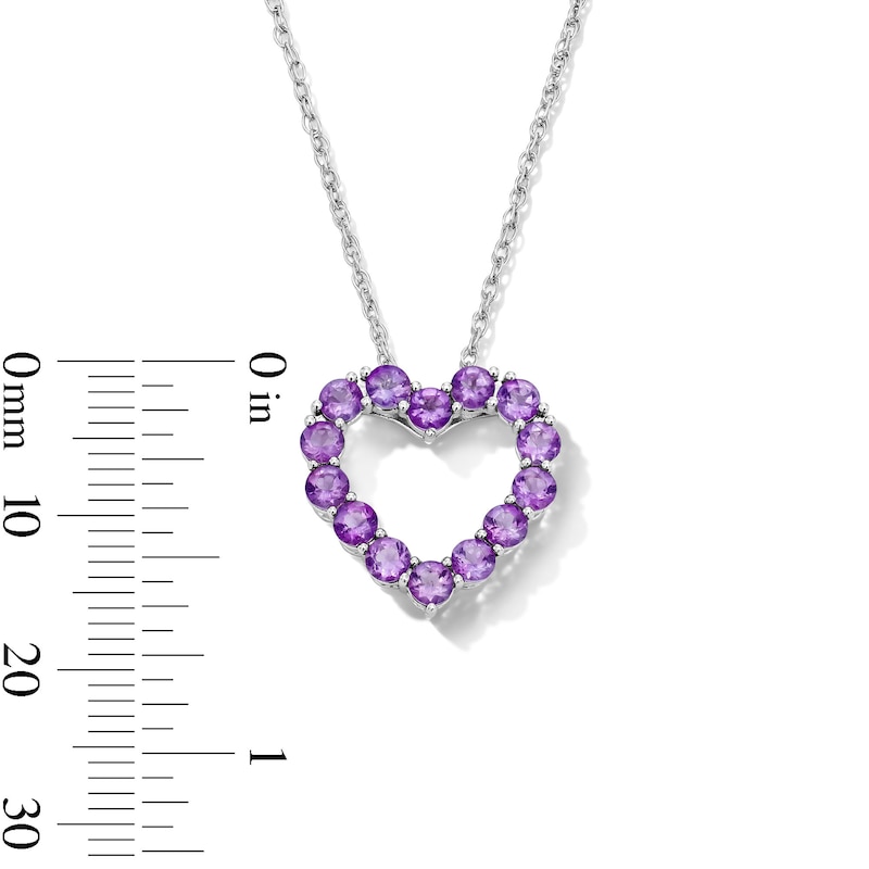 Main Image 4 of Amethyst Heart Outline Pendant in Sterling Silver