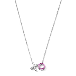 Lab-Created Ruby and White Lab-Created Sapphire “XO” Pendant in Sterling Silver