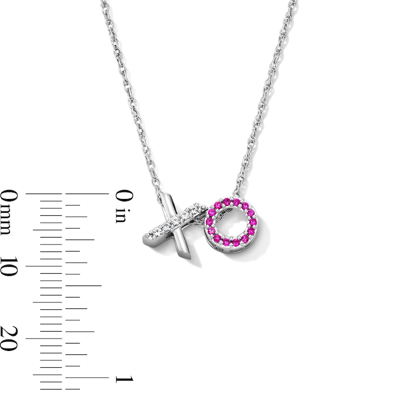 Main Image 4 of Lab-Created Ruby and White Lab-Created Sapphire “XO” Pendant in Sterling Silver