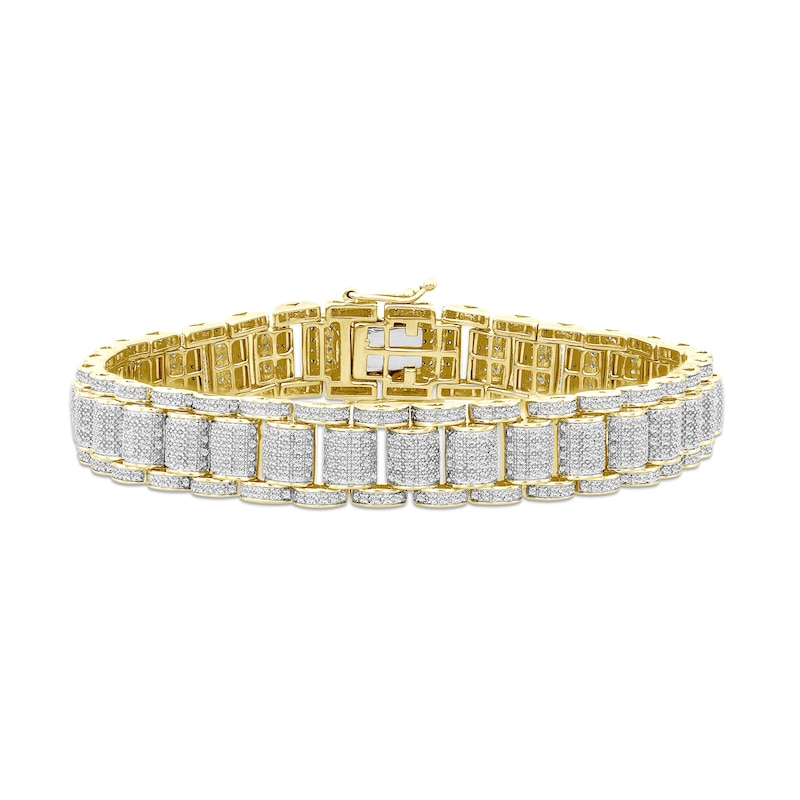 2.25 CT. T.W. Diamond Link Railroad Link Bracelet in 10K Gold - 8.5" (