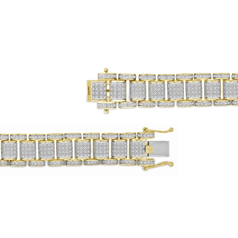 2.25 CT. T.W. Diamond Link Railroad Link Bracelet in 10K Gold - 8.5" (