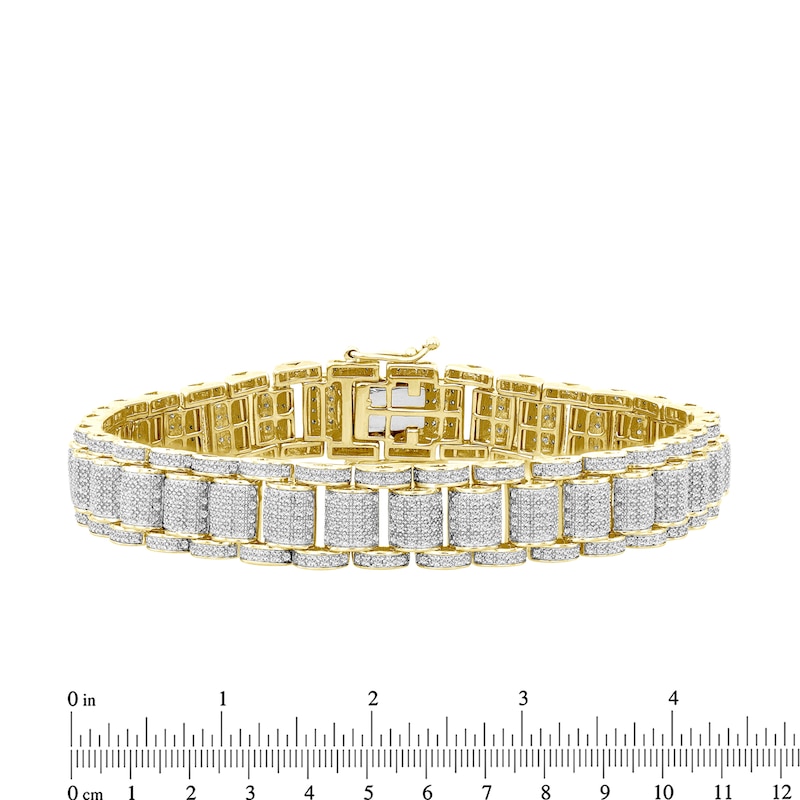 2.25 CT. T.W. Diamond Link Railroad Link Bracelet in 10K Gold - 8.5" (