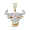 Thumbnail Image 1 of 0.75 CT. T.W. Certified Lab-Grown Diamond and Lab-Created Ruby Bull Charm in Sterling Silver with 14K Gold Plate (F/SI2)