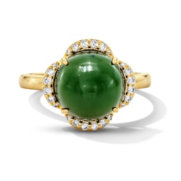 Jade Cabochon and 0.15 CT. T.W. Diamond Ring in 14K Gold