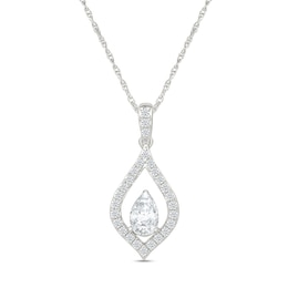 0.58 CT. T.W. Pear-Shaped and Round Certified Lab-Grown Diamond Necklace in 10K White Gold (I/SI2) - 18"