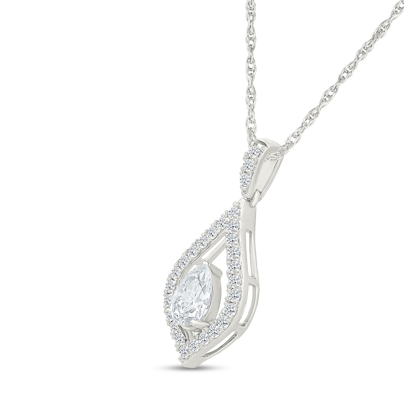 0.58 CT. T.W. Pear-Shaped and Round Certified Lab-Grown Diamond Necklace in 10K White Gold (I/SI2) - 18"