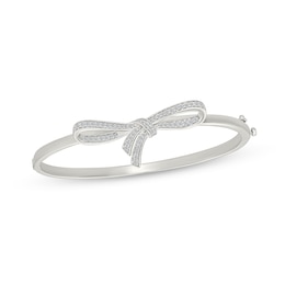 0.37 CT. T.W. Certified Lab-Grown Diamond Bow Bangle Bracelet in Sterling Silver (I/SI2)