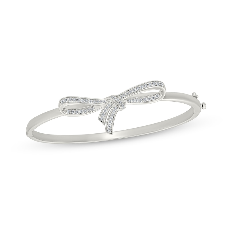 0.37 CT. T.W. Certified Lab-Grown Diamond Bow Bangle Bracelet in Sterling Silver (I/SI2)