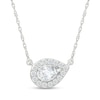 Thumbnail Image 1 of 0.45 CT. T.W. Pear-Shaped Certified Lab-Grown Diamond Halo Necklace in 10K White Gold (I/SI2) - 18"
