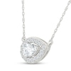 Thumbnail Image 2 of 0.45 CT. T.W. Pear-Shaped Certified Lab-Grown Diamond Halo Necklace in 10K White Gold (I/SI2) - 18"