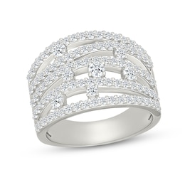 0.95 CT. T.W. Certified Lab-Grown Diamond Multi-Row Fashion Ring in Sterling Silver (I/SI2)