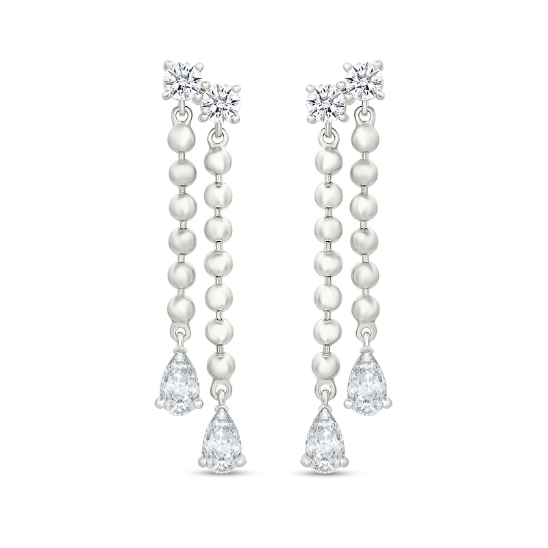 1.40 CT. T.W. Pear-Shaped Certified Lab-Grown Diamond Beaded Drop Earrings in Sterling Silver (I/SI2)