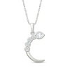 Thumbnail Image 1 of 0.23 CT. T.W. Pear and Round Certified Lab-Grown Diamond Crescent Necklace in Sterling Silver (I/SI2) - 18"